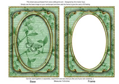 Mid Green Butterfly Sweet Peas 7x5in Shaker Base and Frame