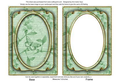 Mint Green Butterfly Sweet Peas 7x5in Shaker Base and Frame