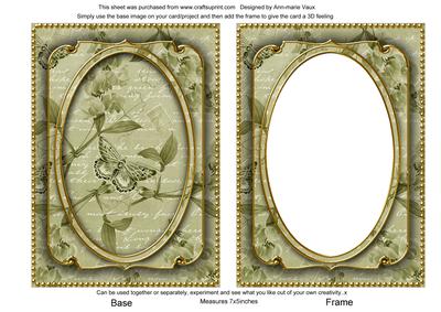 Olive Butterfly Sweet Peas 7x5in Shaker Base and Frame