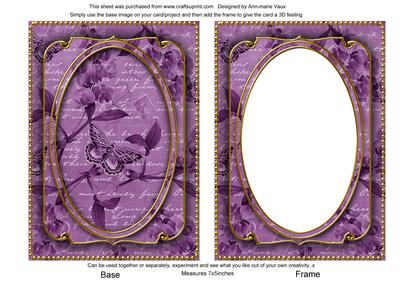 Purple Butterfly Sweet Peas 7x5in Shaker Base and Frame