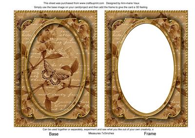Vintage Tea Butterfly Sweet Peas 7x5in Shaker Base and Frame
