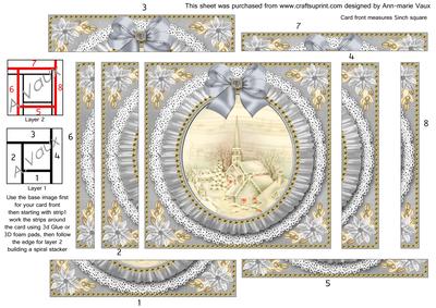 Cream Village Church Ruffle 5in Spiral Edge Stacker