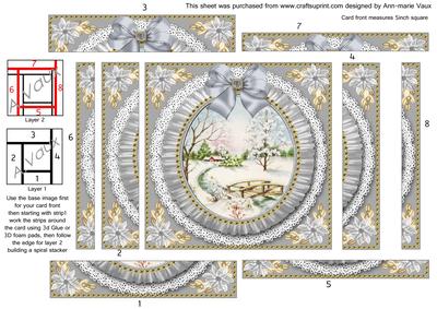 Pretty Snowscene Grey Ruffle 5in Spiral Edge Stacker