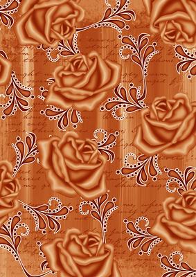Burnt Orange Painted Rose Swirl A4 Backing Paper