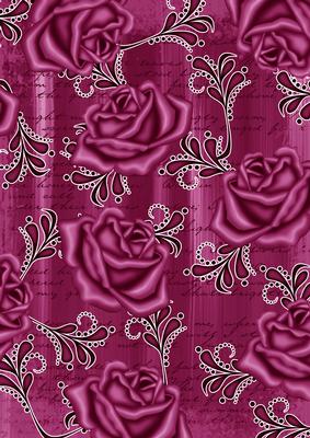Cerise Painted Rose Swirl A4 Backing Paper
