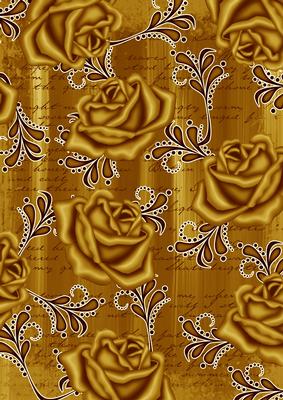 Gold Painted Rose Swirl A4 Backing Paper