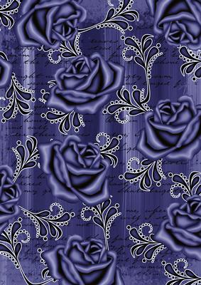 Dark Blue Painted Rose Swirl A4 Backing Paper