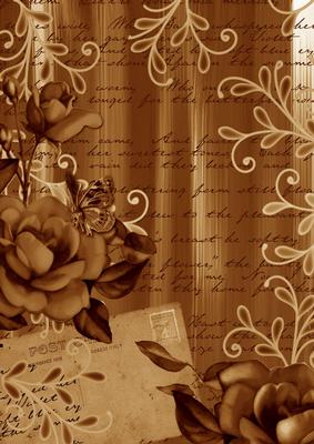 Vintage Tea Painted Rose Postcard A4 Backing Paper