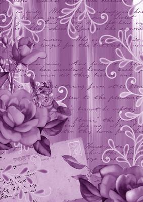 Lilac Painted Rose Postcard A4 Backing Paper