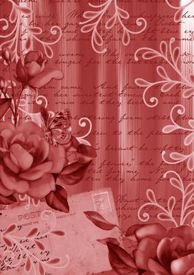 Red Painted Rose Postcard A4 Backing Paper
