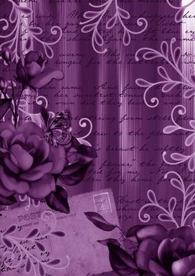 Purple Painted Rose Postcard A4 Backing Paper