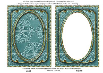 Dusky Teal Large Snowflake 7x5in Shaker Base and Frame