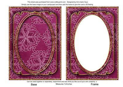 Cerise Large Snowflake 7x5in Shaker Base and Frame