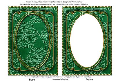 Dark Green Large Snowflake 7x5in Shaker Base and Frame