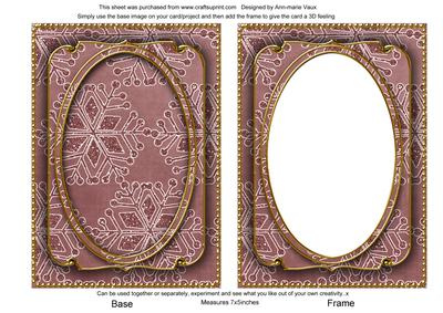 Dusky Pink Large Snowflake 7x5in Shaker Base and Frame