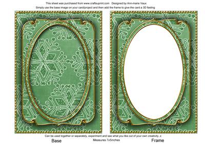 Mid Green Large Snowflake 7x5in Shaker Base and Frame