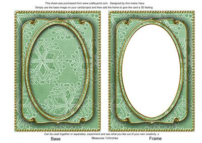Mint Green Large Snowflake 7x5in Shaker Base and Frame