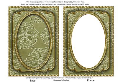 Olive Large Snowflake 7x5in Shaker Base and Frame