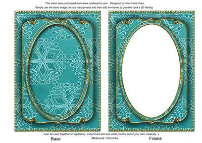 Teal Large Snowflake 7x5in Shaker Base and Frame