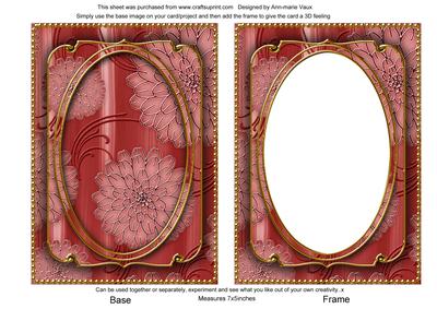 Dark Red Giant Blooms 7x5in Shaker Base and Frame