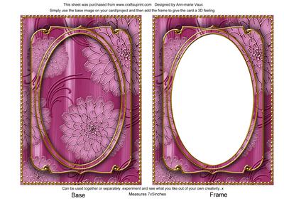 Cerise Giant Blooms 7x5in Shaker Base and Frame