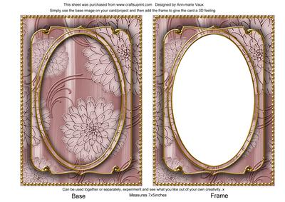 Dusky Pink Giant Blooms 7x5in Shaker Base and Frame