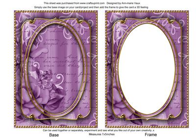 Lilac Painted Rose 7x5in Shaker Base and Frame