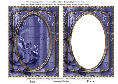 Blue Painted Rose 7x5in Shaker Base and Frame
