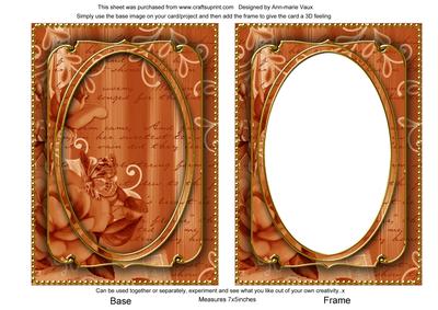 Burnt Orange Painted Rose 7x5in Shaker Base and Frame