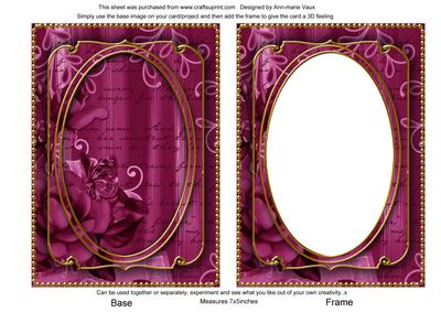 Cerise Painted Rose 7x5in Shaker Base and Frame