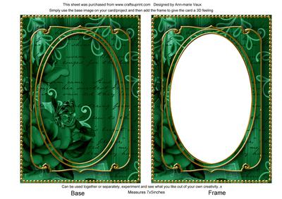 Dark Green Painted Rose 7x5in Shaker Base and Frame
