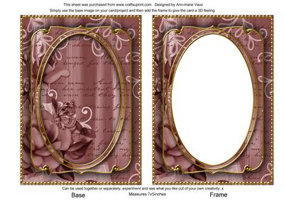 Dusky Pink Painted Rose 7x5in Shaker Base and Frame