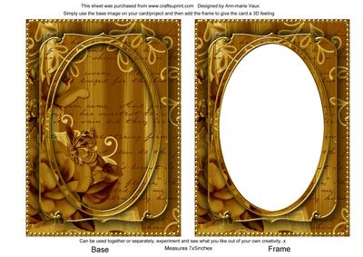Gold Painted Rose 7x5in Shaker Base and Frame