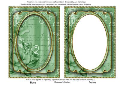 Mint Green Painted Rose 7x5in Shaker Base and Frame