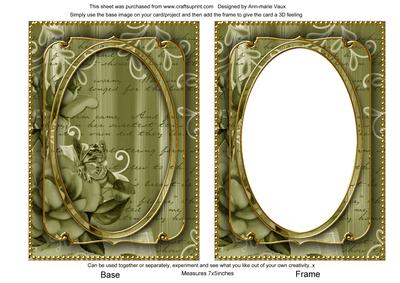 Olive Painted Rose 7x5in Shaker Base and Frame