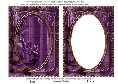 Purple Painted Rose 7x5in Shaker Base and Frame
