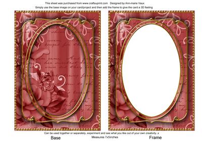 Red Painted Rose 7x5in Shaker Base and Frame