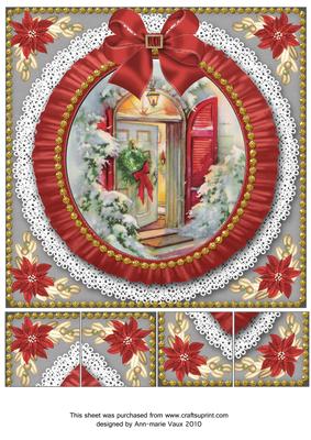 Christmas Door Ruffle 8in Picture Sheet Topper