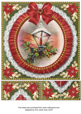 Christmas Lantern Ruffle 8in Picture Sheet Topper