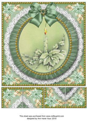 Single Green Candle Ruffle 8in Picture Sheet Topper