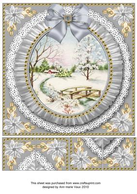 Pretty Snowscene Grey Ruffle 8in Picture Sheet Topper