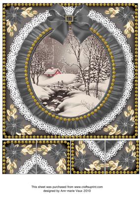 Winter Walk Grey Ruffle 8in Picture Sheet Topper