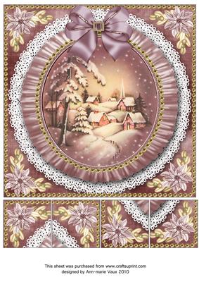 Snowy Village Ruffle 8in Picture Sheet Topper
