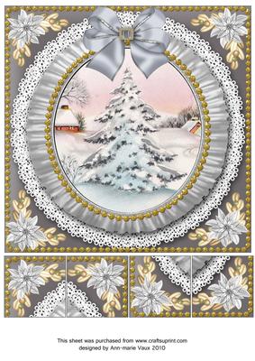 Silver Tree Ruffle 8in Picture Sheet Topper
