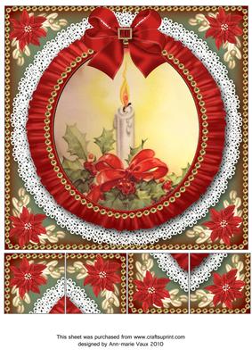 Single Red Candle Ruffle 8in Picture Sheet Topper