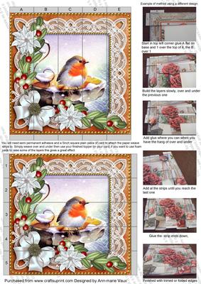 Robin Burnt Orange Poinsettia 5inch 3D Paper Weaving Sheet