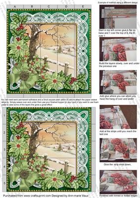 Winter Tale Green Poinsettia 5inch 3D Paper Weaving Sheet