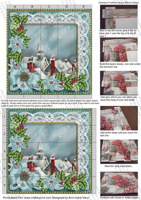 Rooftops Dusky Teal Poinsettia 5inch 3D Paper Weaving Sheet