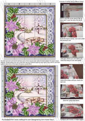 Snowscene Lilac Blue Poinsettia 5inch 3D Paper Weaving Sheet