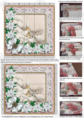 Ice Church Dusk Pink Poinsettia 5inch 3D Paper Weaving Sheet
